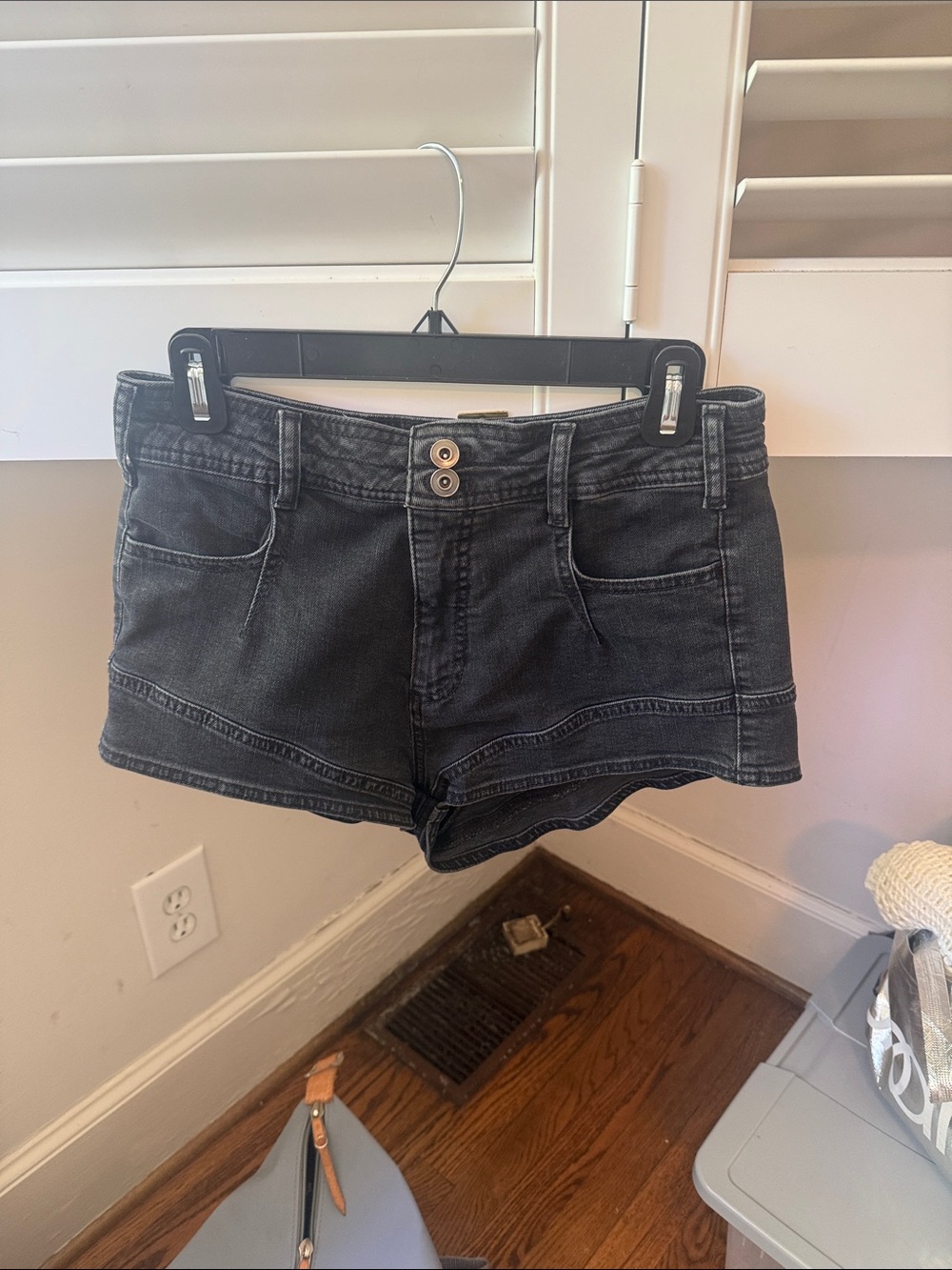 Pilcro Black Women's Denim Shorts with Double Button Waist